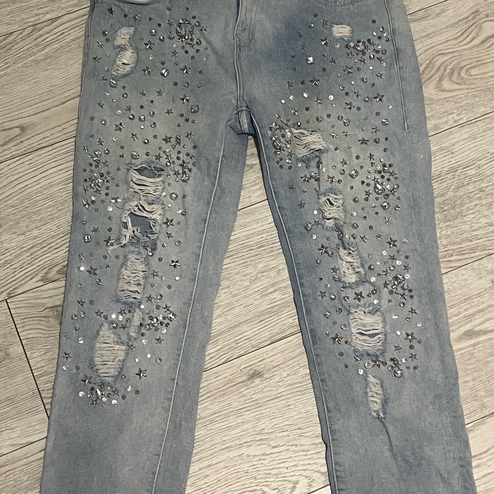 True Religion Gem Stone covered distressed jeans. Lil Peep